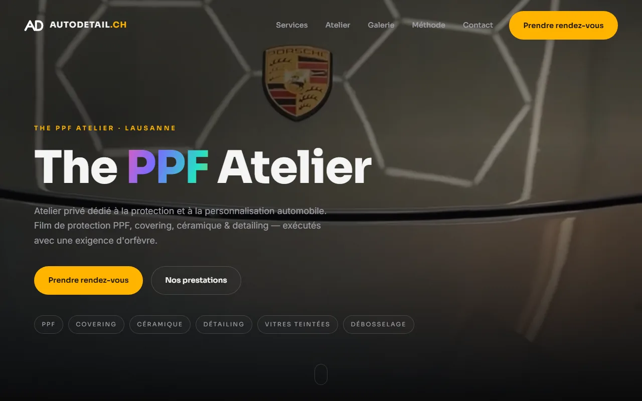 Aperçu du site Auto Detail CH créé par Adam Gruber
